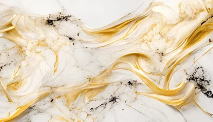 Poster een marmeren patroon texture white gold decoration texture © Youk