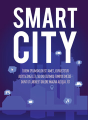 Fototapeta na wymiar Poster about smart city and 5G technologies flat style, vector illustration