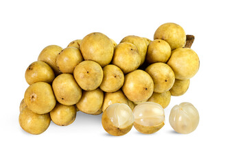 Long Kong (or Long Gong fruit, Langsat fruit) isolated on white background, clipping path