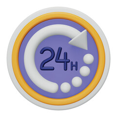 24 hours service 3d rendering isometric icon.