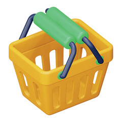 Basket cart 3d rendering isometric icon.