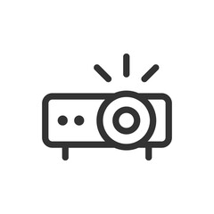 Projector icon. Video multimedia symbol. Film equipment illustration in png flat style.