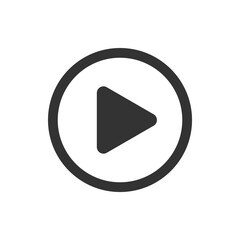 Play button icon on transparent background. Video player sign. Circle start arrow symbol in png flat style.