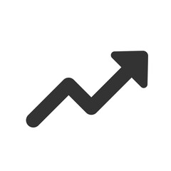 Arrow up graph. Zig zag trand symbol. Zig-zag grow, rise sign in flat style.