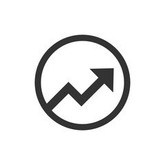 Arrow up graph. Zig zag trand symbol. Zig-zag grow, rise sign in flat style.