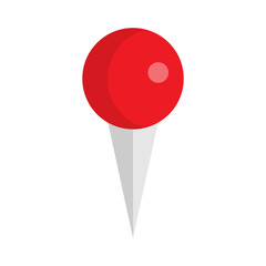 Push pin icon. Thumbtack red illustration. Board tack symbol. Thumb pushpin sign in flat style.