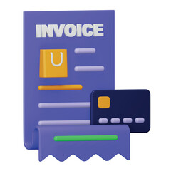 Invoice shopping 3d rendering isometric icon.