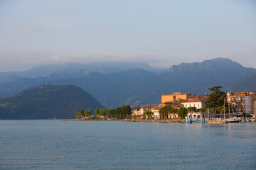 From the Town of Iseo in Lake Iseo, Italy, with Monte Isola in the Background