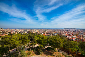 Fototapeta na wymiar View of Barcelona, Spain, as Seen from Parc Guell