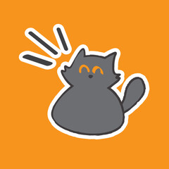 Cute Hand Drawn Happy British Sort Hair Cat Vector Illustration