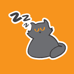 Cute Hand Drawn Sleeping British Sort Hair Cat Vector Illustration