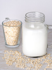 Fresh home made oat milk. Lactose intolerance concept