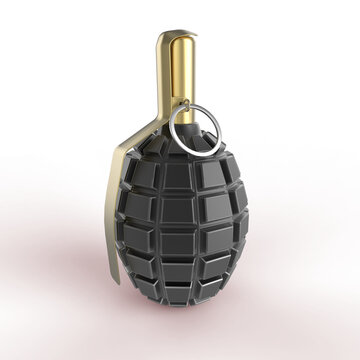 dark green and black metal hand grenade isolated on transparent background 3d render