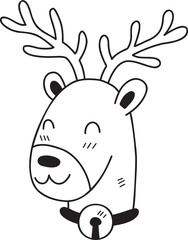Hand Drawn cute happy reindeer face illustration