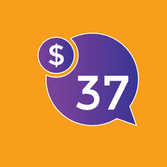 37 dollar price tag. Price $37 USD dollar only Sticker sale promotion Design. shop now button for Business or shopping promotion
