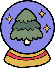 Hand Drawn Christmas crystal ball illustration