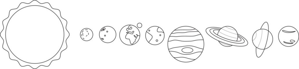 Solar system. Astronomy. Drawing for coloring.