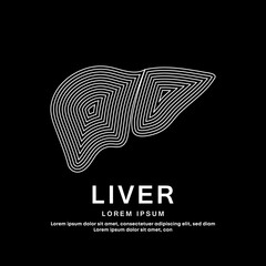 Human liver medical structure. simple line art liver Vector logotype illustration on dark background. liver care logo vector template suitable for organization, company, or community. EPS 10