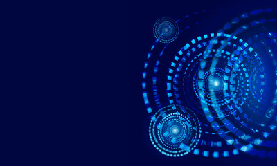 Obraz premium abstract hitech technology background with geometric circle and gradient blue light color for graphics web illustration digital technology internet network connection smart digital marketing