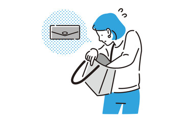バッグの中の財布を探す女性