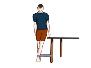 physiotheraphy knee joint exercise position illustration. Exercise 2