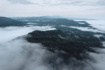 fog and mountains in the morning