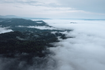 fog and mountains in the morning