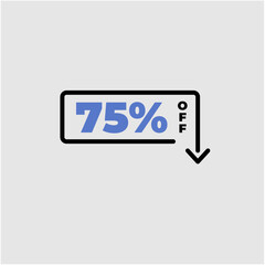 75% OFF discount tag box with arrow