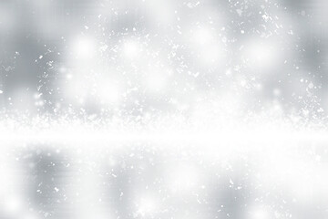 White snowflake blurred on gray defocused background, Luxury christmas shine wallaper.