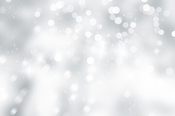 Plakat White snowflake blurred on gray defocused background, Luxury christmas shine wallaper.