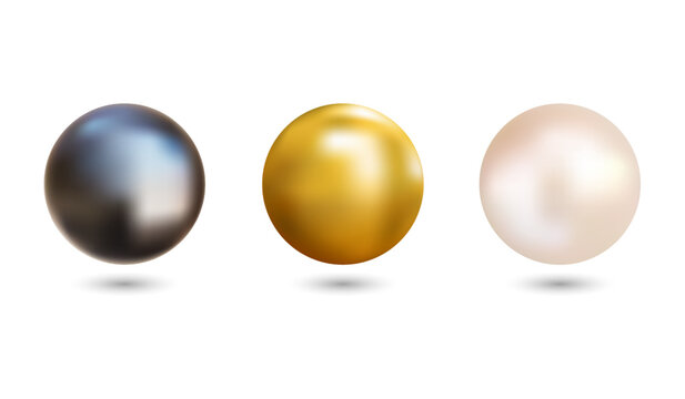 Silver, Gold and Pearl ball on white background