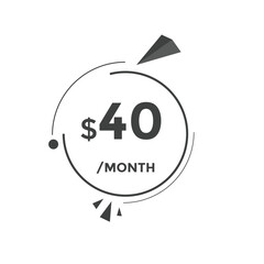 40 dollar price tag. 40$ dollar USD price symbol. price 40 Dollar sale banner in USD. Business or shopping promotion marketing concept
