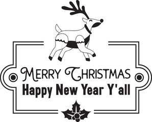 Merry Christmas and happy new year lettering and quote illustration