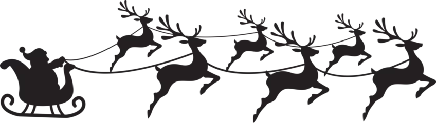 Fotobehang Hand Drawn cute Santa sleigh and reindeer illustration © toonsteb