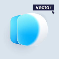 D letter logo in Glass morphism style. Vector blurry translucent icon on white background.