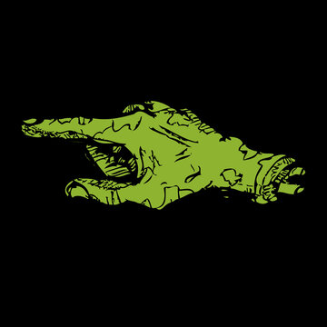 Green Severed Zombie Hand Pointing Direction