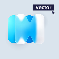 H letter logo in Glass morphism style. Vector blurry translucent icon on white background.