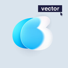 Number six logo in Glass morphism style. Vector blurry translucent icon on white background.