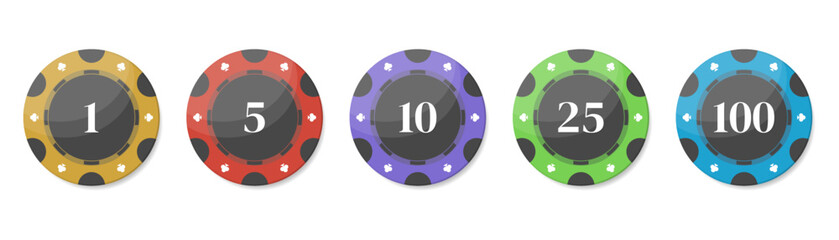 Fototapeta na wymiar Casino chips for poker or roulette. Elements to design logo, website or background.