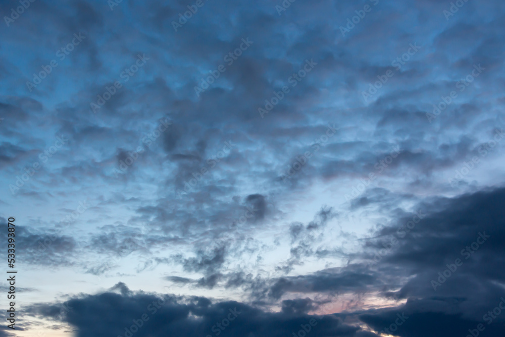 Wall mural beautiful sky with clouds at sunset, sky remplacement, nature background