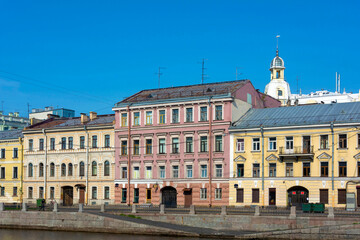 Fototapeta na wymiar Saint Petersburg, view of the Fontanka River Embankment,