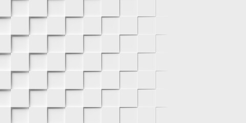 Checkerboard shifted white cube boxes block background wallpaper fall-off banner with copy space