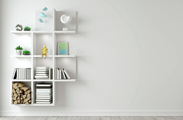 Loft interior background white new light wall © denisik11