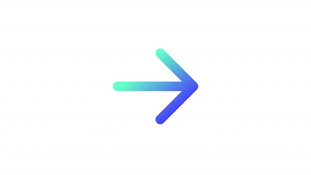 Animated next step gradient ui icon. Move forward arrow. Seamless loop 4k video with alpha channel on transparent background. Line color user interface symbol motion graphic animation