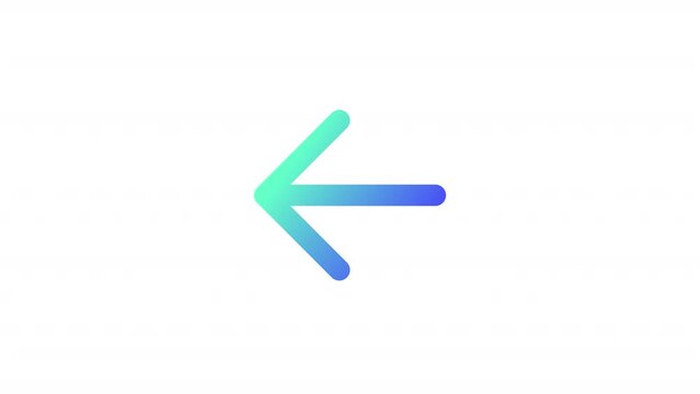 Animated left arrow gradient ui icon. Moving back. Web browser. Seamless loop 4k video with alpha channel on transparent background. Line color user interface symbol motion graphic animation