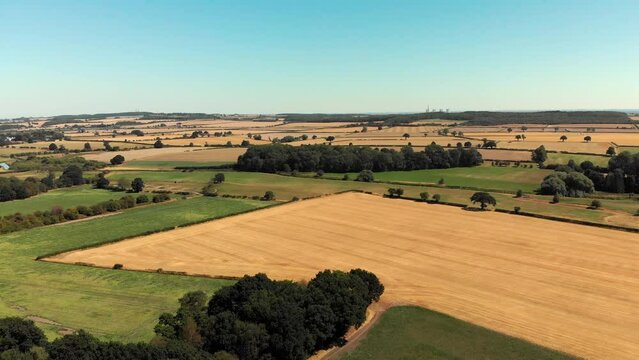 flying over the parched landscape of Nottinghamshire after harvest