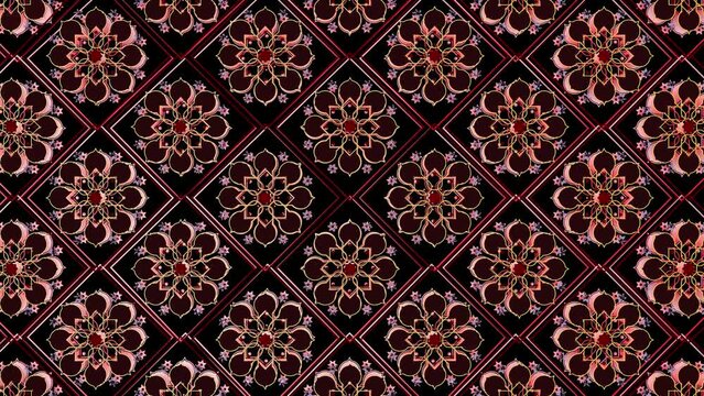 Animated oriental ornament, beautiful floral ornament. 3D rendering