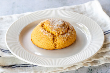 Cookie. Bakery products. Cookies with hazelnuts and sugar on a gray background. close up
