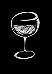 a stylized white glass with a drink on a black background