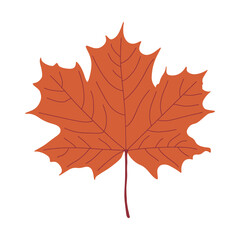 Bright autumn leaf. Flat style. Vector design.